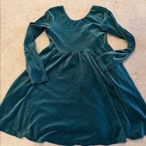 Hanna Andersson Elegant Green Velvet Kids Dress with pockets sz 150 or 12